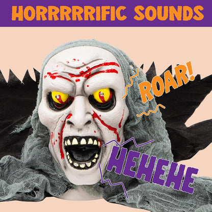 approx. 44-inch wide life-size crawling zombie form with detailed face and arms