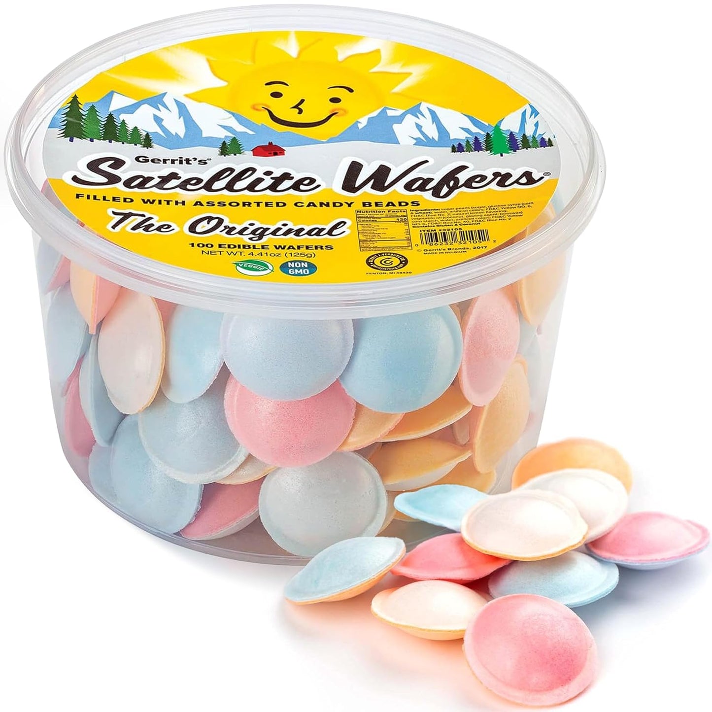 approximately 100 wafer pieces per 4.41 oz reusable tub