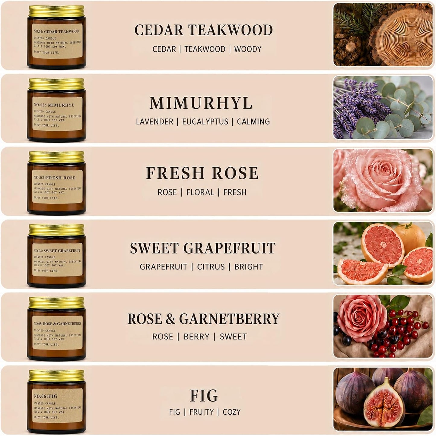approximately 20–25 hour burn time per candle, 120–150 hours per set