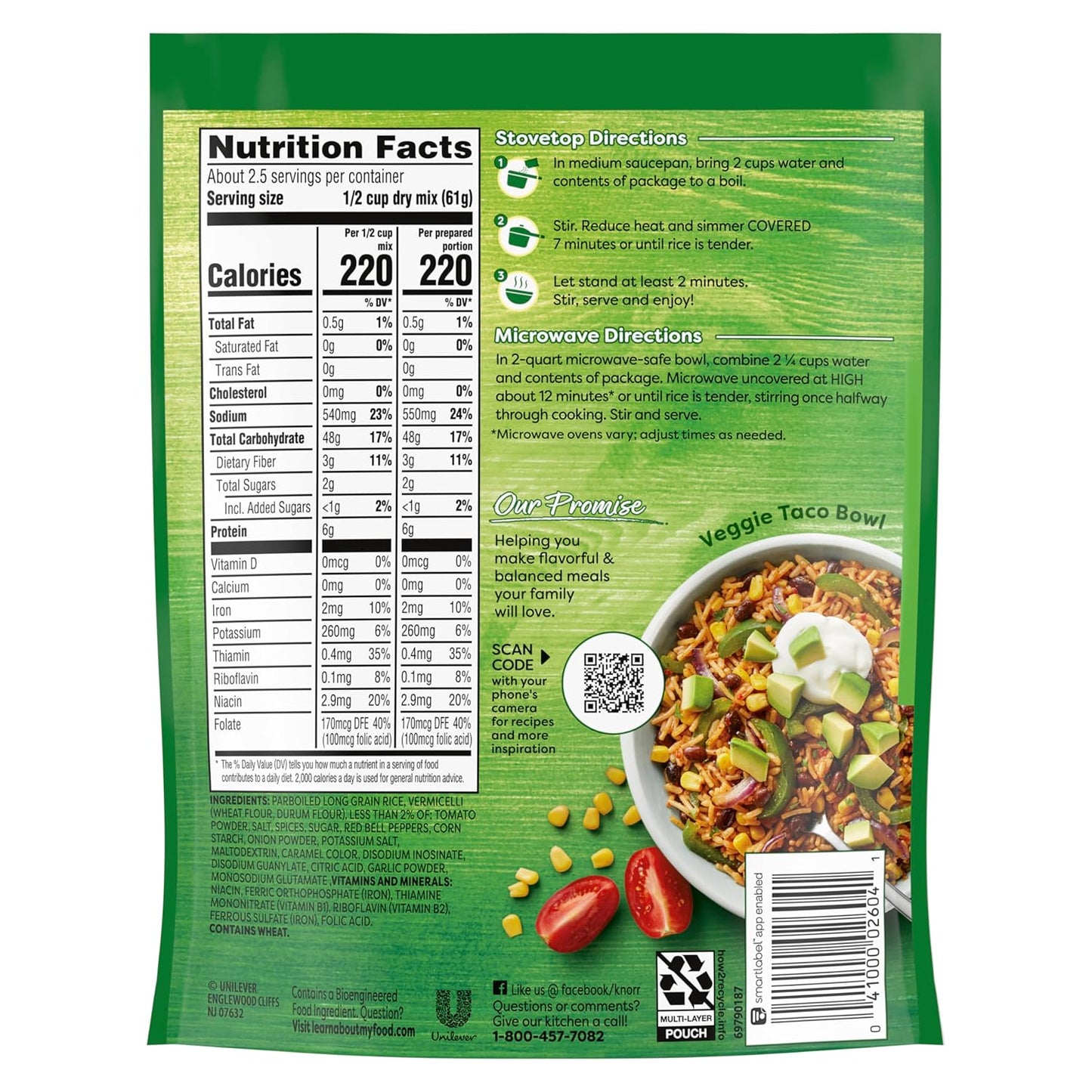 approximately 5.4 oz single-serve pouch that cooks in 7 minutes