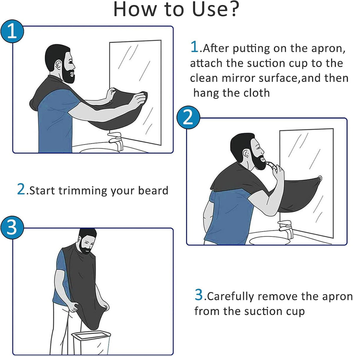 Likeny Beard Bib for Men - Low-Mess Shaving Accessory for Everyday Grooming Tasks