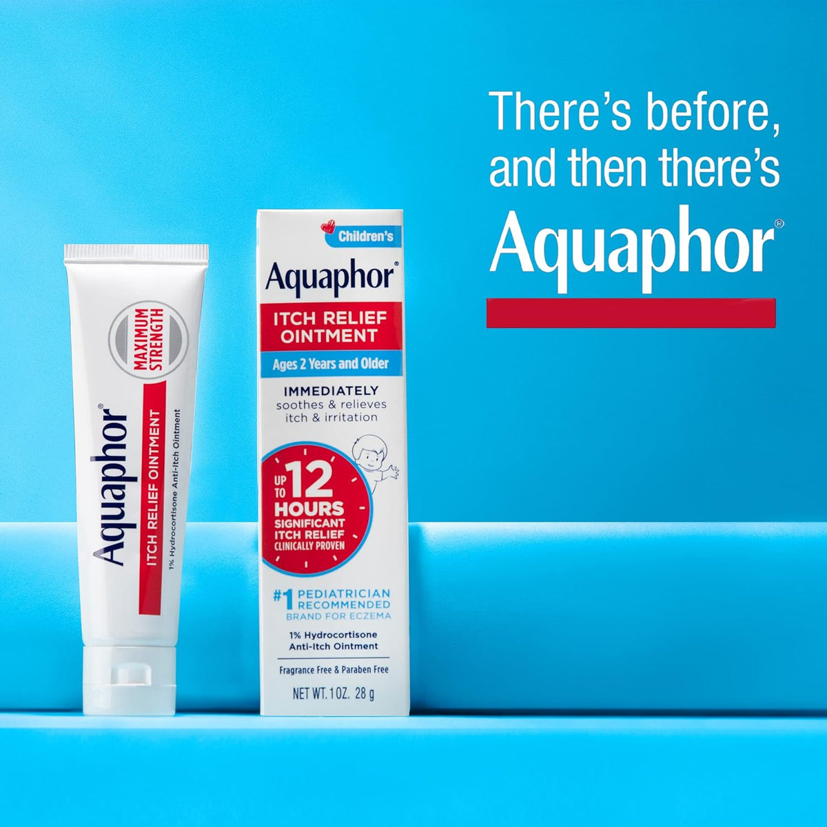 Aquaphor Kids Anti-Itch Ointment for Bedtime Skin Care – Maximum Strength 1% Hydrocortisone Cream for Eczema & Itchy Skin, Fragrance Free, 1 Oz, Pack of 4