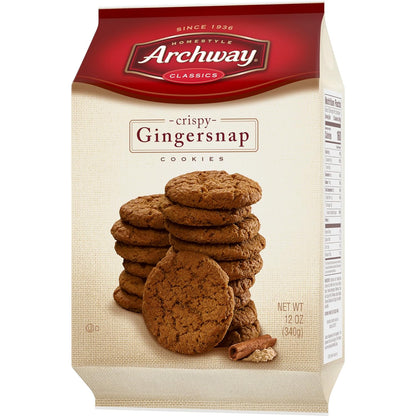 Archway Classic Gingersnap Cookies, 12 oz Christmas Hostess Gift and Cookie Exchange Favorite