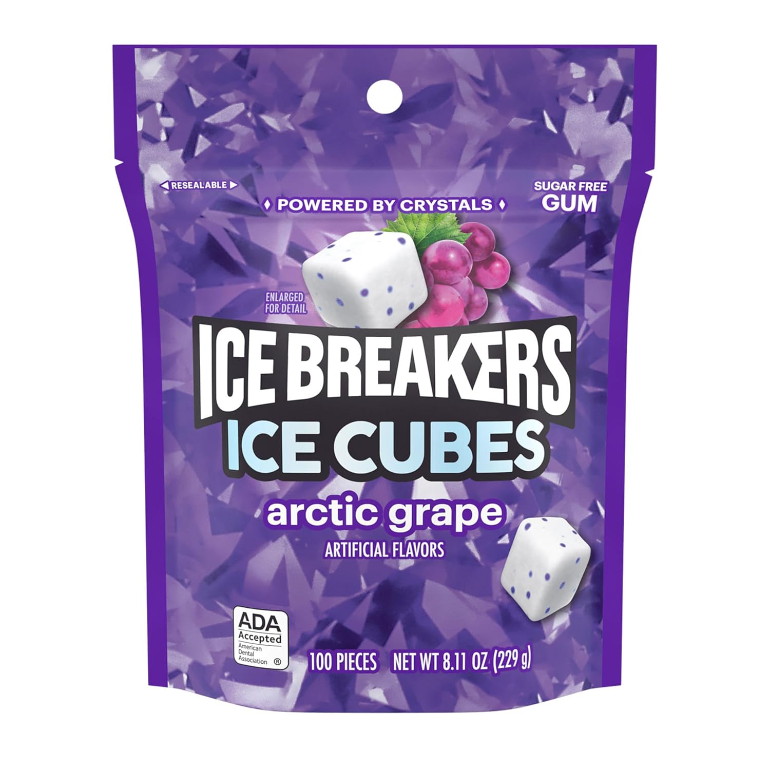 arctic grape flavor profile with embedded fruity cooling crystals