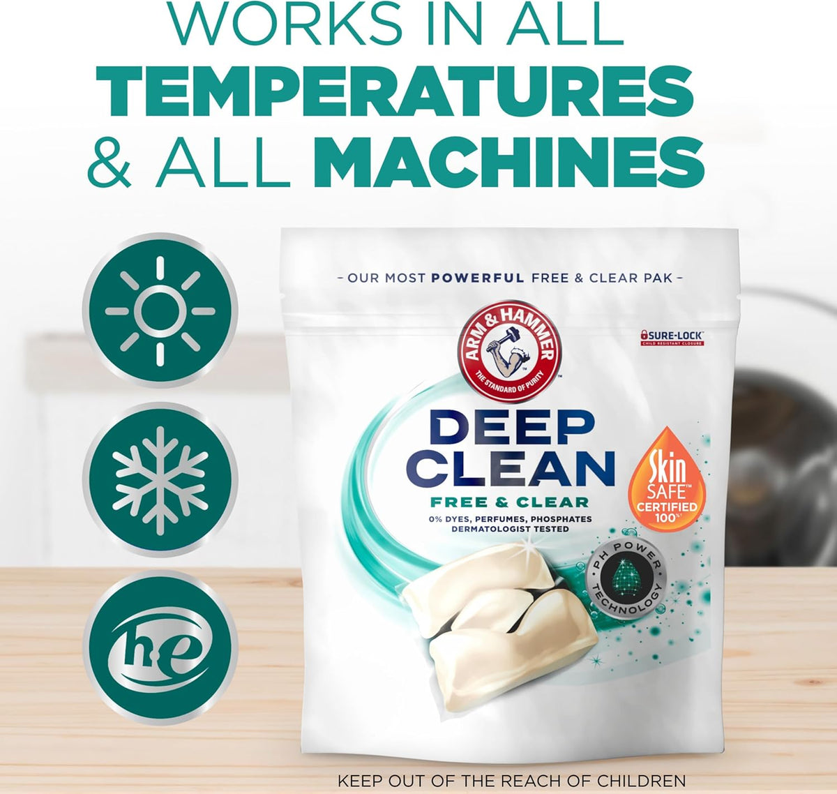 ARM & HAMMER Deep Clean Free & Clear Paks – Residue-Free Wash for Baby Clothes and Cloth Diapers