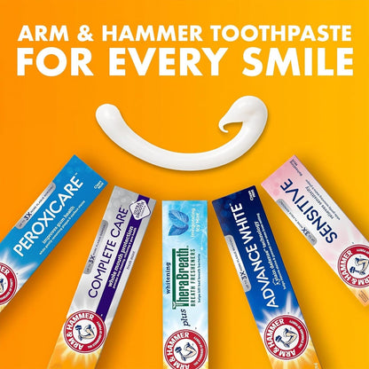 ARM & HAMMER Essentials Whiten & Strengthen Fluoride Toothpaste – Family Safe Fluoride Cavity Defense Without Harsh Chemicals, 4 Pack