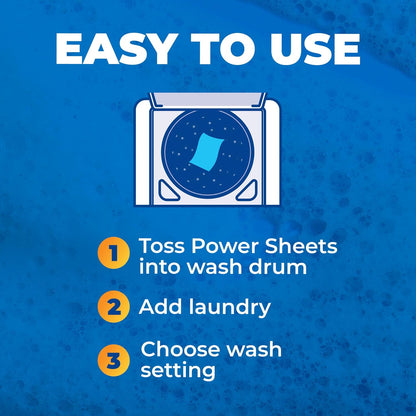 ARM & HAMMER Power Sheets Laundry Detergent Plus OxiClean, 6in1 Sparkling Fresh for Clutter-Free Laundry Room Storage
