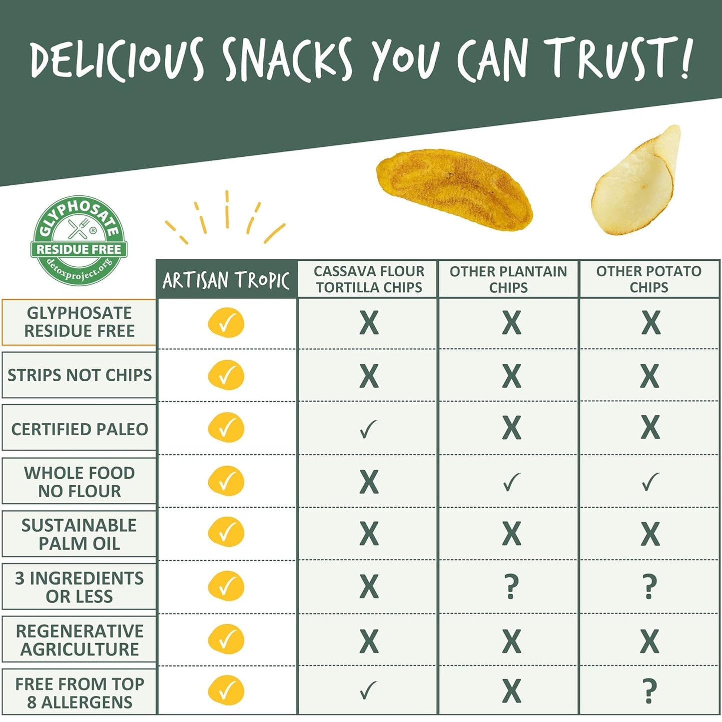 ARTISAN TROPIC Vegan Plantain Chips - Magnesium and Potassium Rich Snack for Mindful Eating