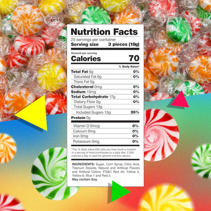assorted fruit flavor mix: orange, lemon, lime, and cherry