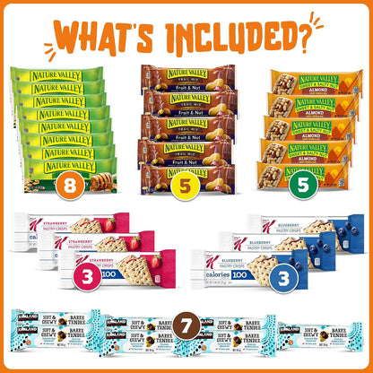 assortment of popular flavors, textures, and snack-bar varieties