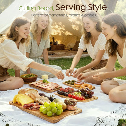 Astercook 3-Piece Bamboo Cutting Board Set – Elegant Wedding Gift for Couples, Includes Matching Wooden Holder and Easy-Grip Handles
