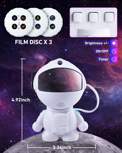 AstroLume Astronaut Space Projector for Toddler Room – Battery-Free LED Star Light with Auto Shutoff for Safe Sleep