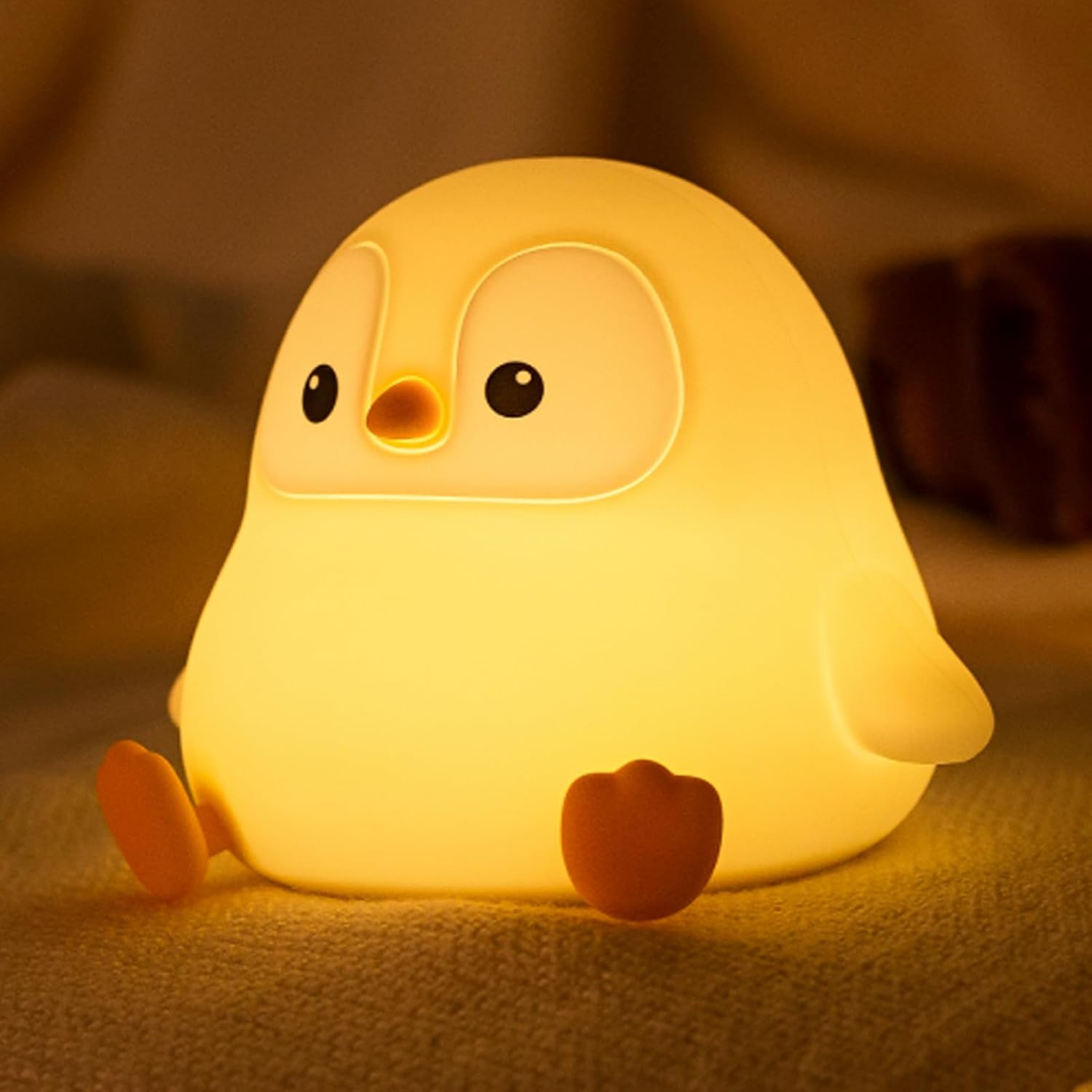 ATSUI Novelty Penguin Lamp – Unique Gift for Mom and Kids, Touch-Controlled Silicone Night Light with 16-Hour Battery