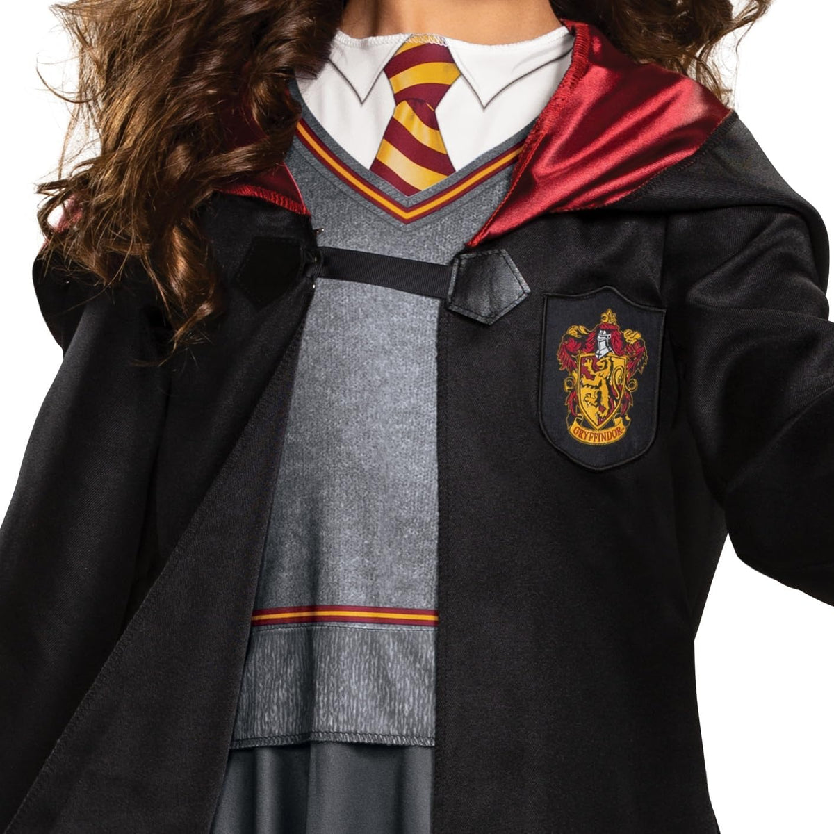 attached dark gray skirt completing the school uniform look