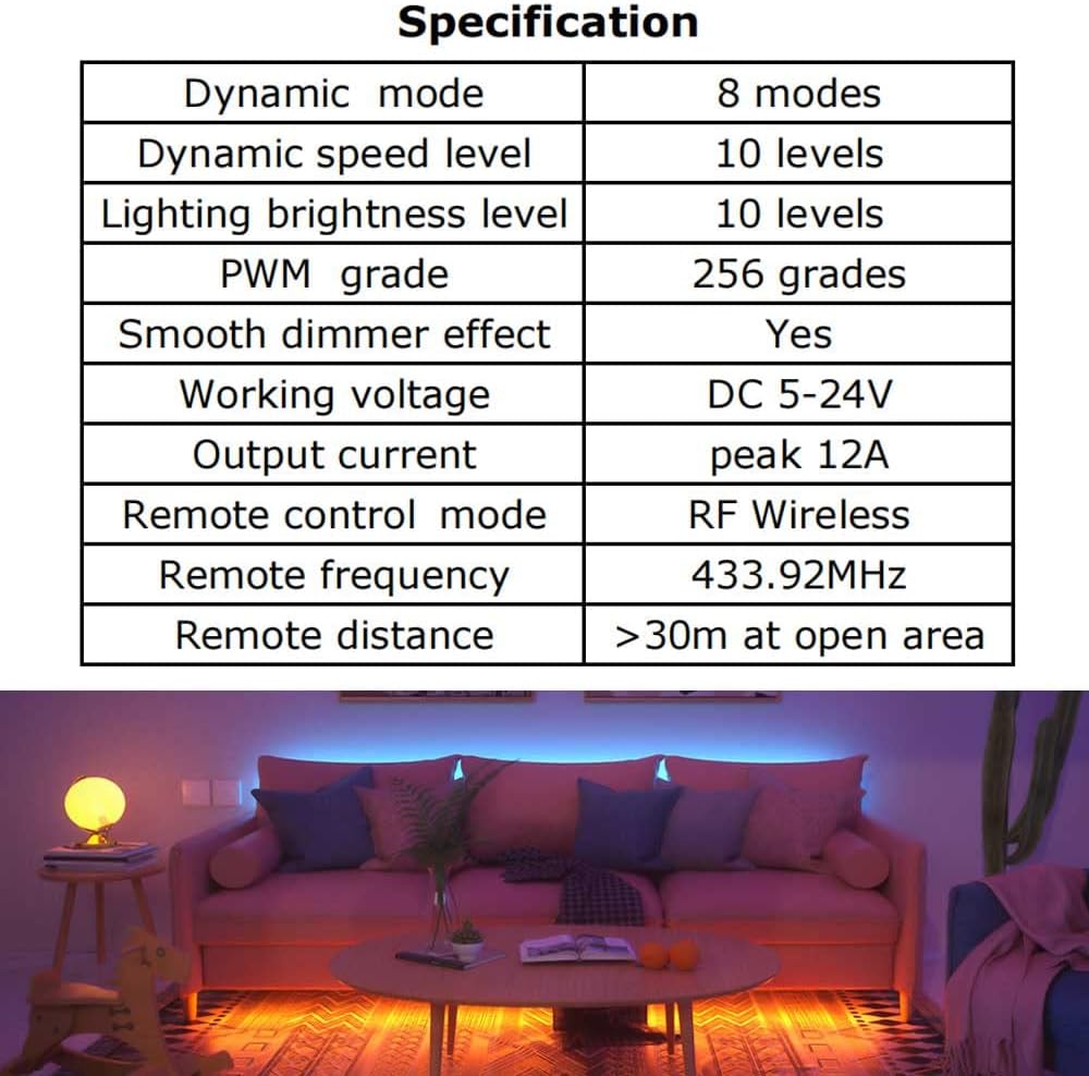Aubric LED Strip Light Remote Bundle – Simple 11-Key Controller for Renter Friendly No Drill Lighting