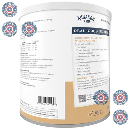 Augason Farms Creamy Wheat Cereal Can – All-Natural Bug-Out Food for Indoor Emergency Kits, 10-Year Shelf Life