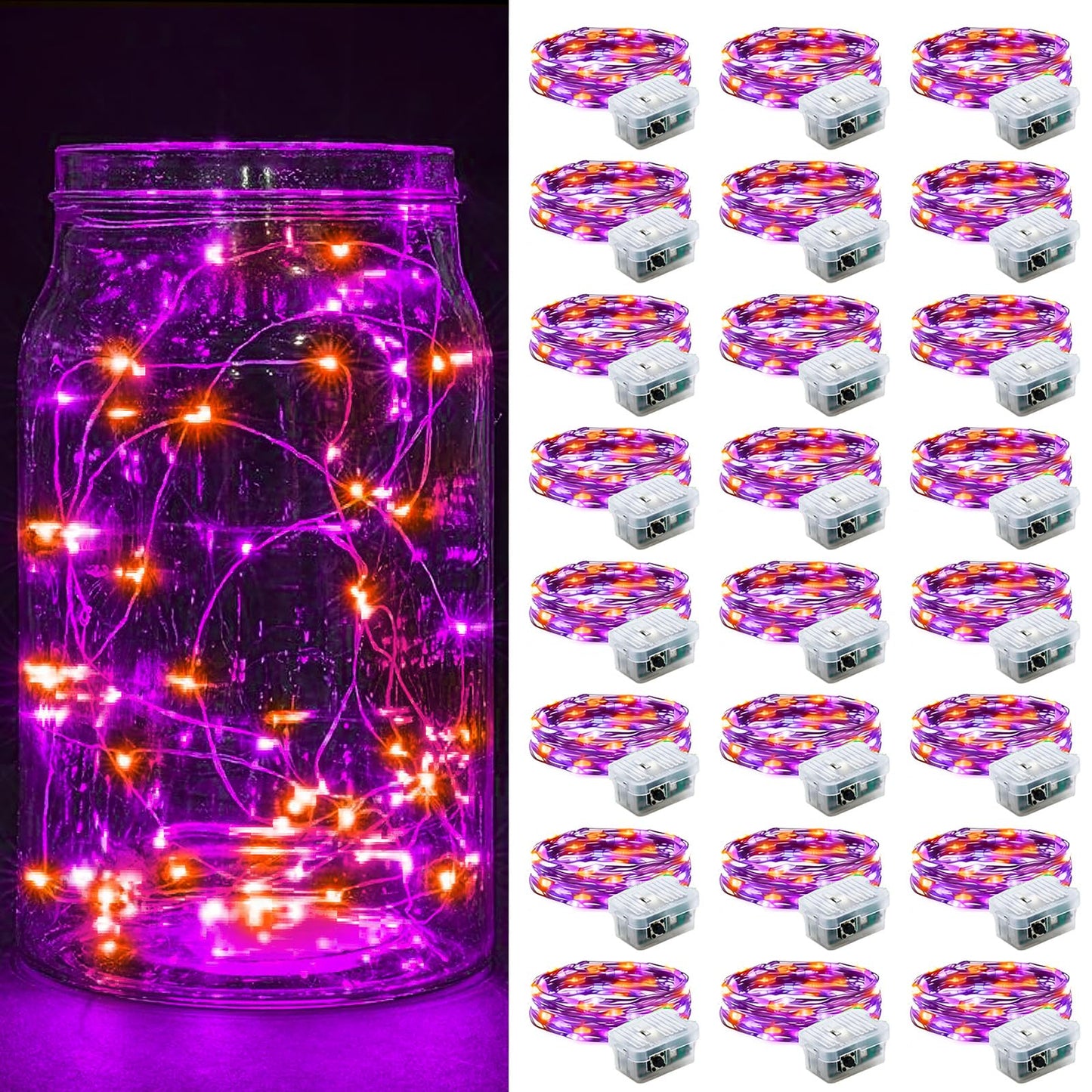 Aurora Glow Micro LED String Lights 3 Modes Battery Powered for Fireplace Mantel Display and Boho Home Styling