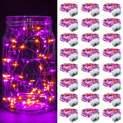 Aurora Glow Micro LED String Lights 3 Modes Battery Powered for Fireplace Mantel Display and Boho Home Styling