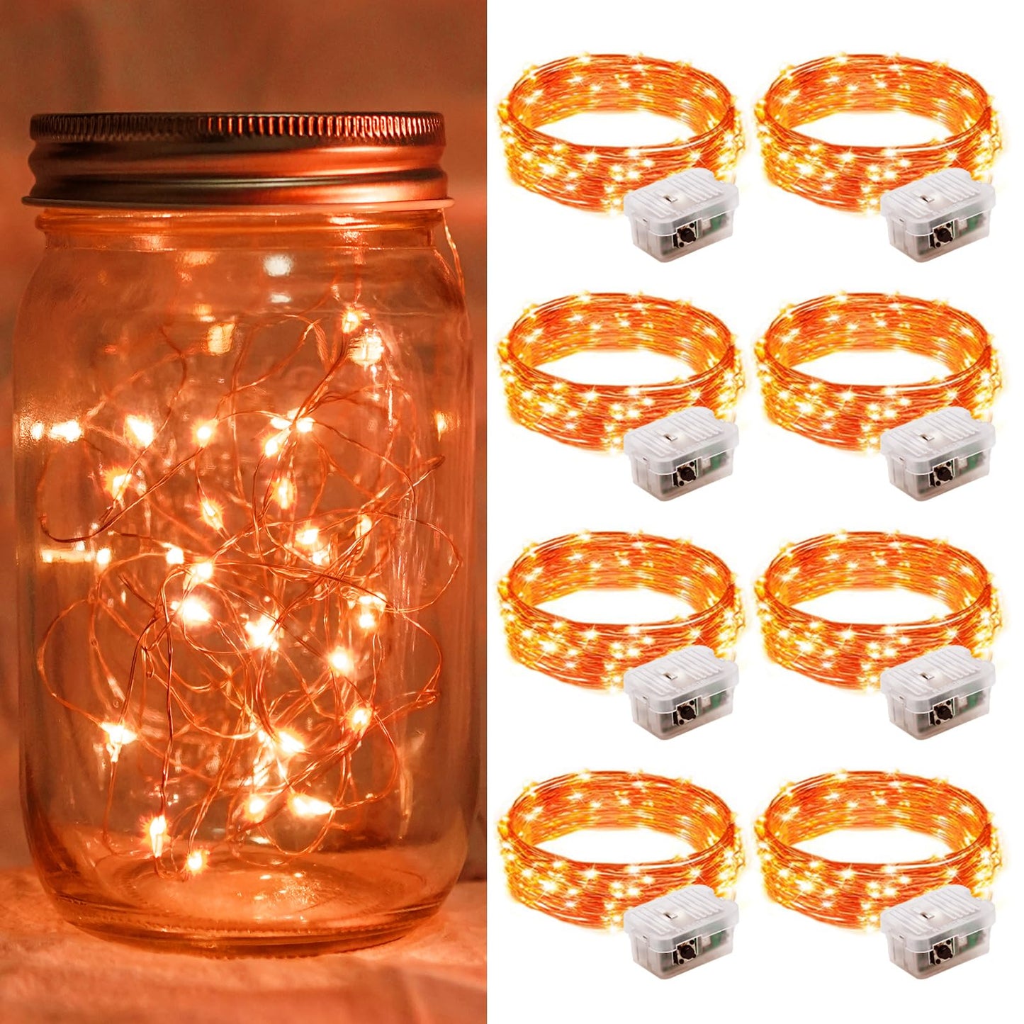 Aurora Glow Micro LED String Lights 3 Modes Battery Powered for Fireplace Mantel Display and Boho Home Styling