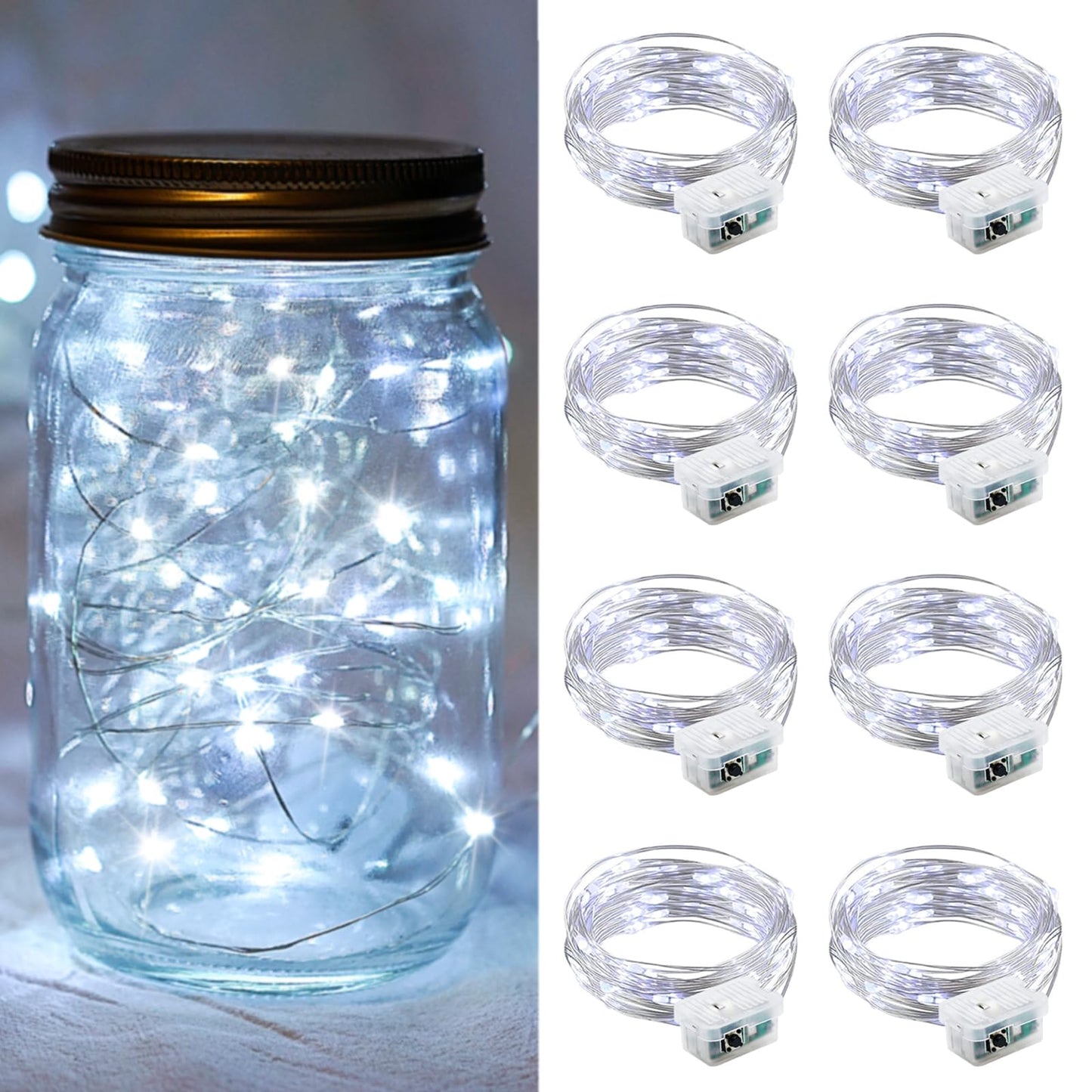 Aurora Glow Micro LED String Lights 3 Modes Battery Powered for Fireplace Mantel Display and Boho Home Styling