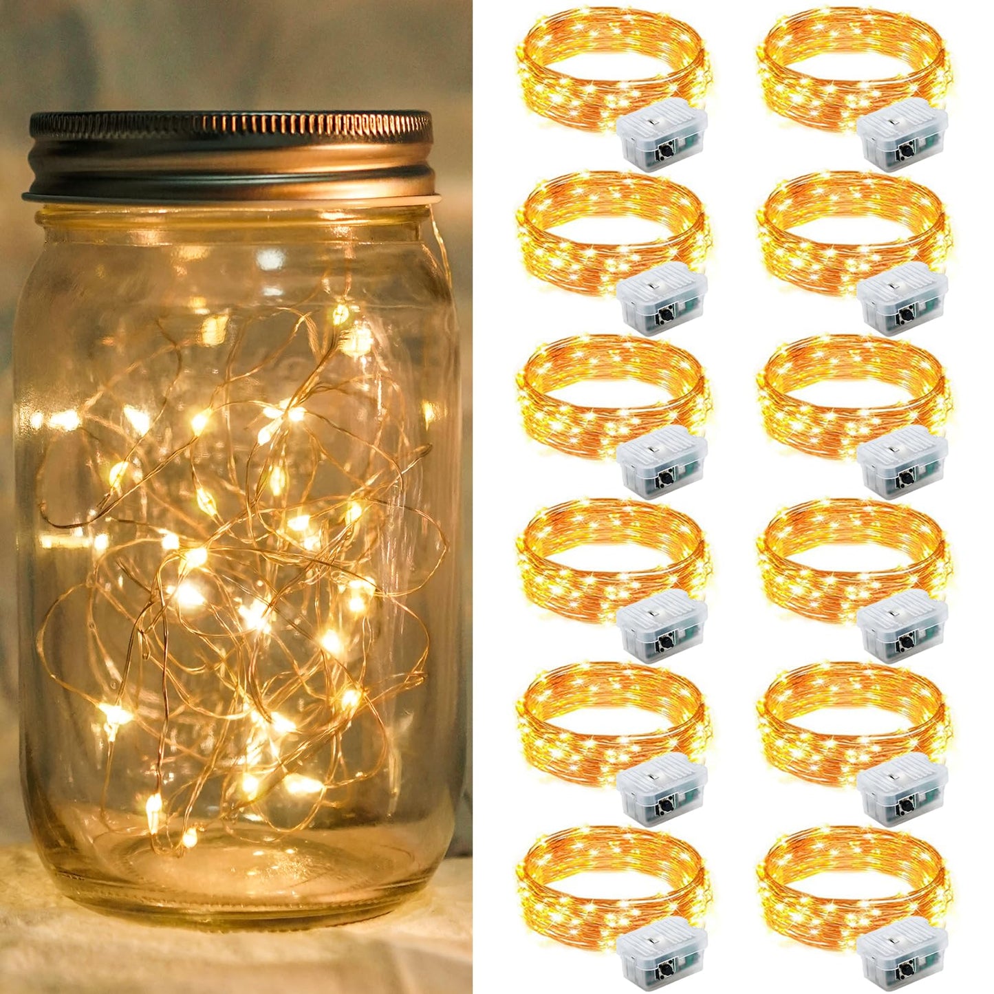 Aurora Glow Micro LED String Lights 3 Modes Battery Powered for Fireplace Mantel Display and Boho Home Styling