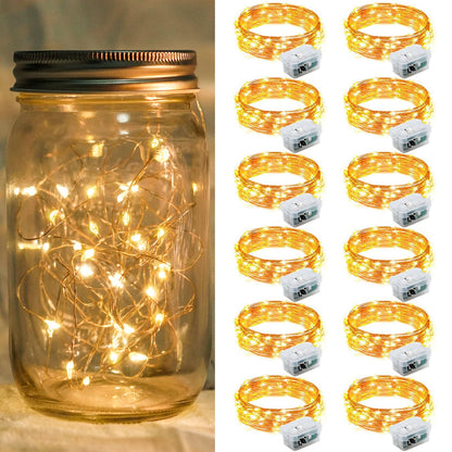 Aurora Glow Micro LED String Lights 3 Modes Battery Powered for Fireplace Mantel Display and Boho Home Styling