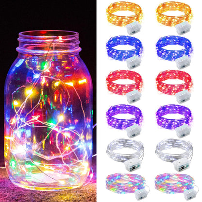 Aurora Glow Micro LED String Lights 3 Modes Battery Powered for Fireplace Mantel Display and Boho Home Styling