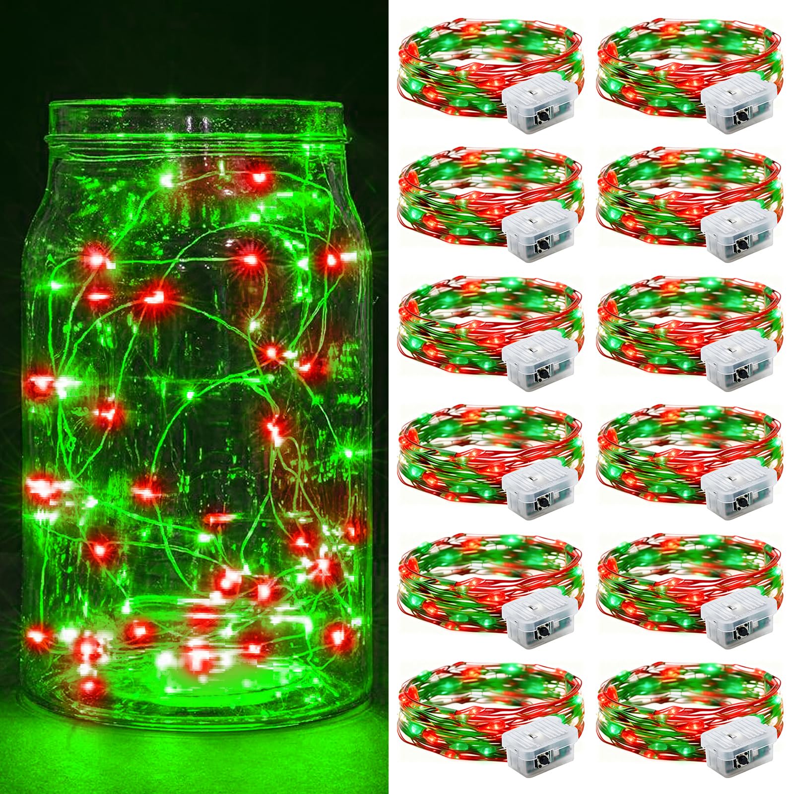 Aurora Glow Micro LED String Lights 3 Modes Battery Powered for Fireplace Mantel Display and Boho Home Styling