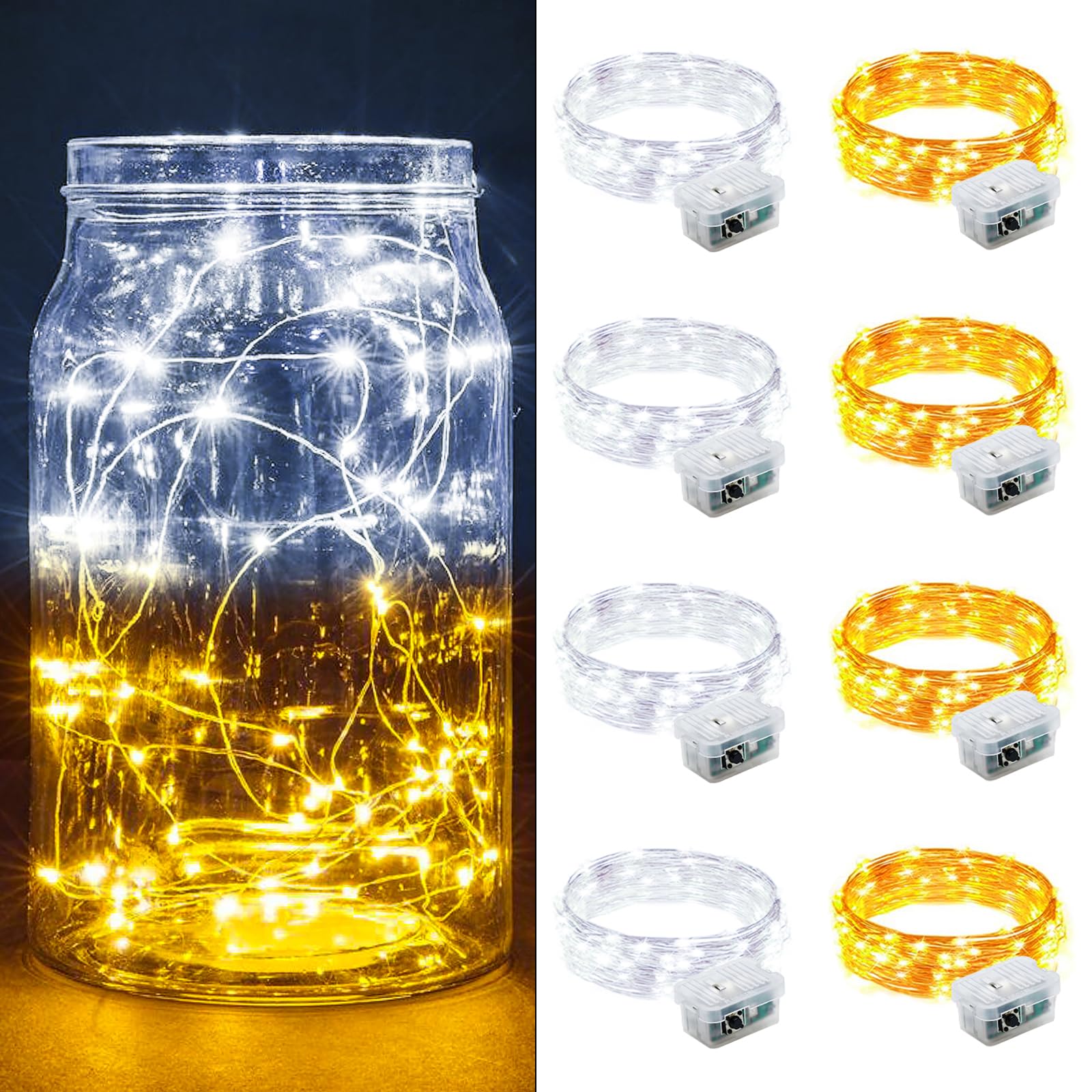 Aurora Glow Micro LED String Lights 3 Modes Battery Powered for Fireplace Mantel Display and Boho Home Styling