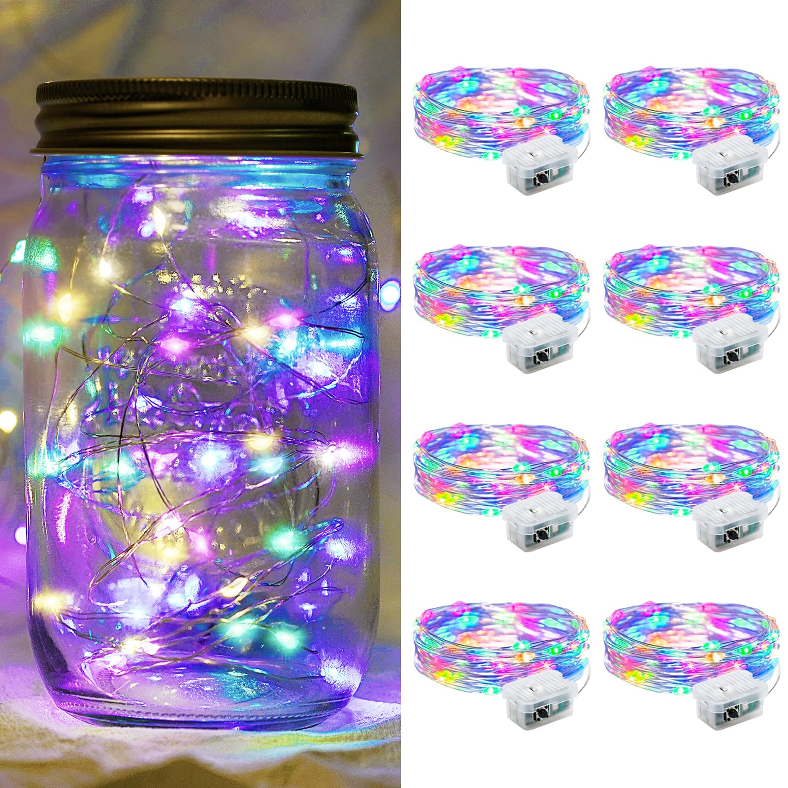 Aurora Glow Micro LED String Lights 3 Modes Battery Powered for Fireplace Mantel Display and Boho Home Styling