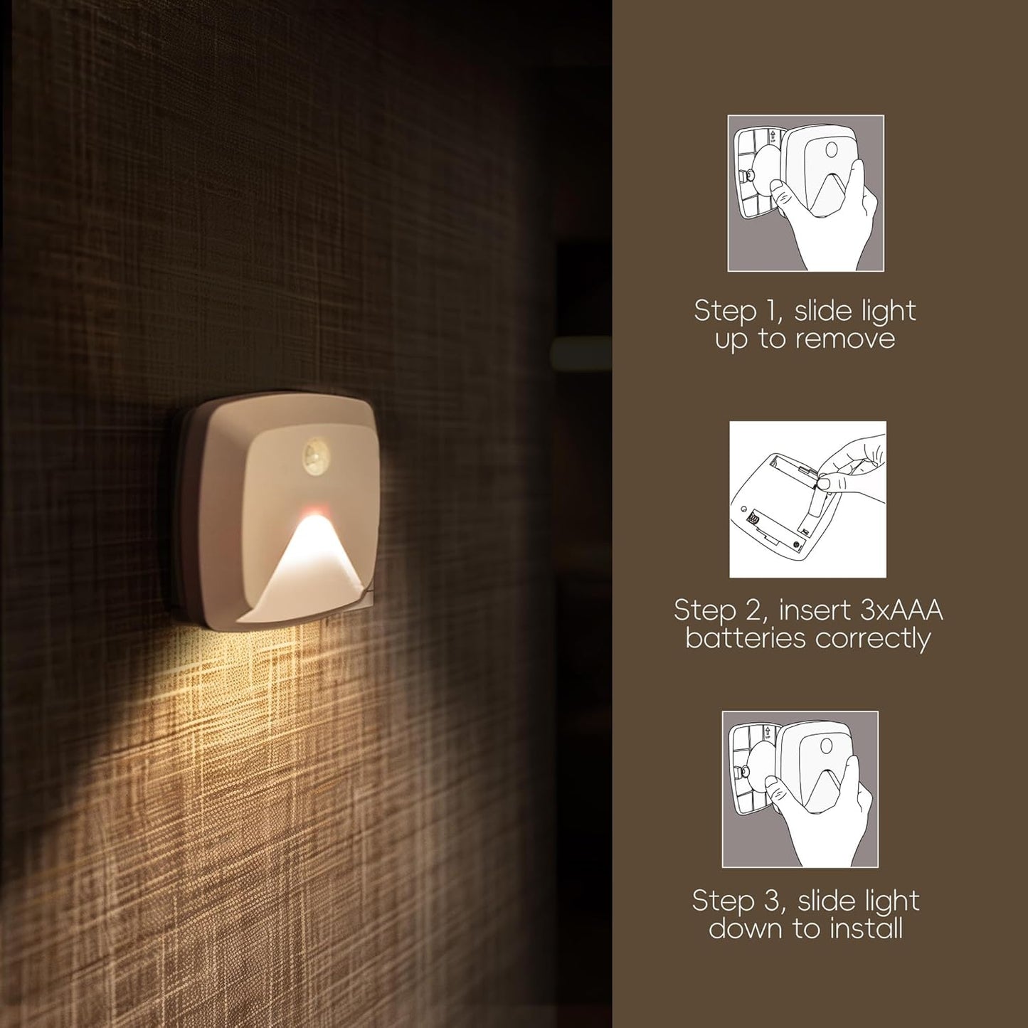 Aurora Glow Motion Sensor Stair Lights – Cool-Touch, No-Flame Lighting to Prevent Nighttime Trips