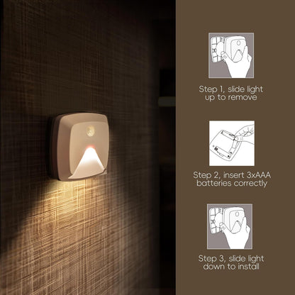 Aurora Glow Motion Sensor Stair Lights – Cool-Touch, No-Flame Lighting to Prevent Nighttime Trips