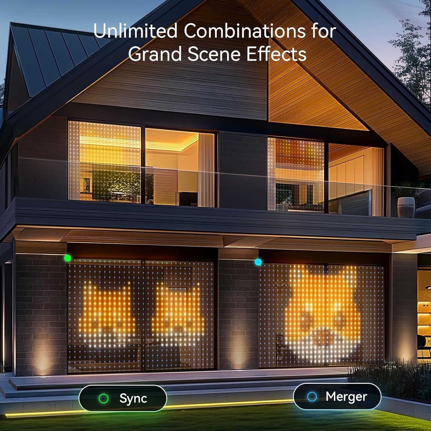 AuroraGlow Music Sync Curtain Lights – Holiday Gift for Couples, Christmas and Halloween Decor with Text Display