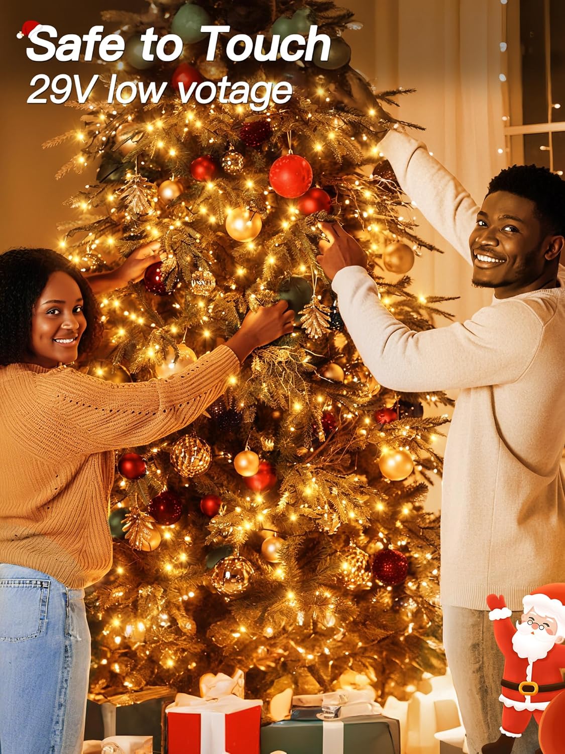 Auseinly Simple Christmas Lights 66ft 200 Count – One Strand Tree Wrapping, No Clutter Warm White LED Fairy Lights with Timer