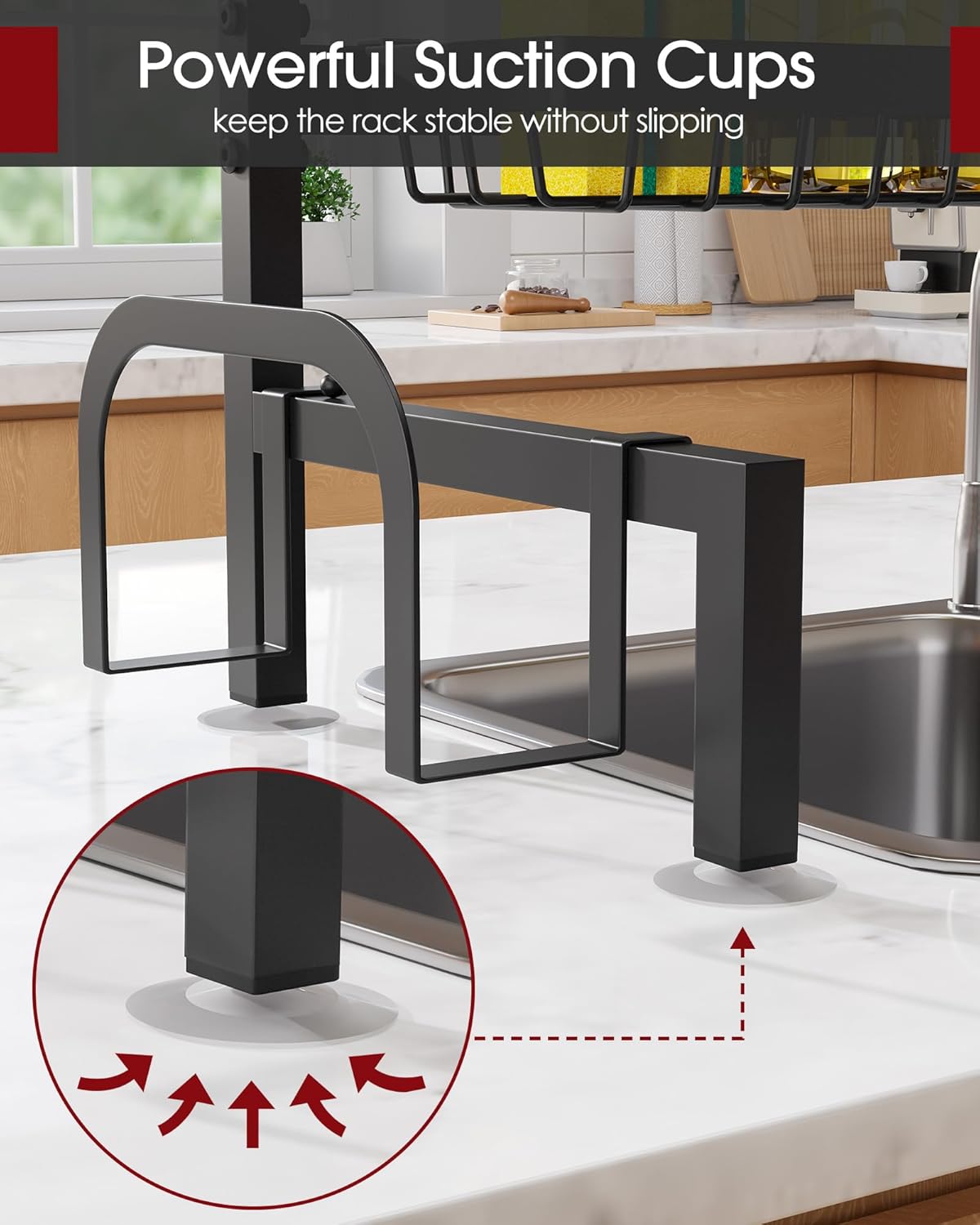 auto-drainage design that channels water directly into the sink