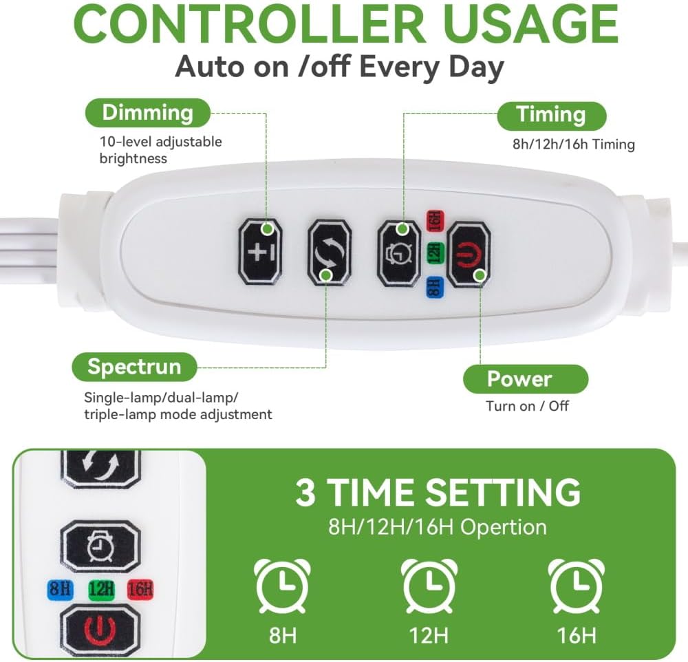 auto on/off memory timer with 8, 12, and 16 hour cycle modes