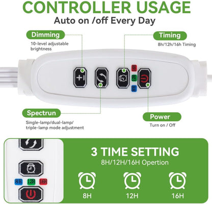auto on/off memory timer with 8, 12, and 16 hour cycle modes
