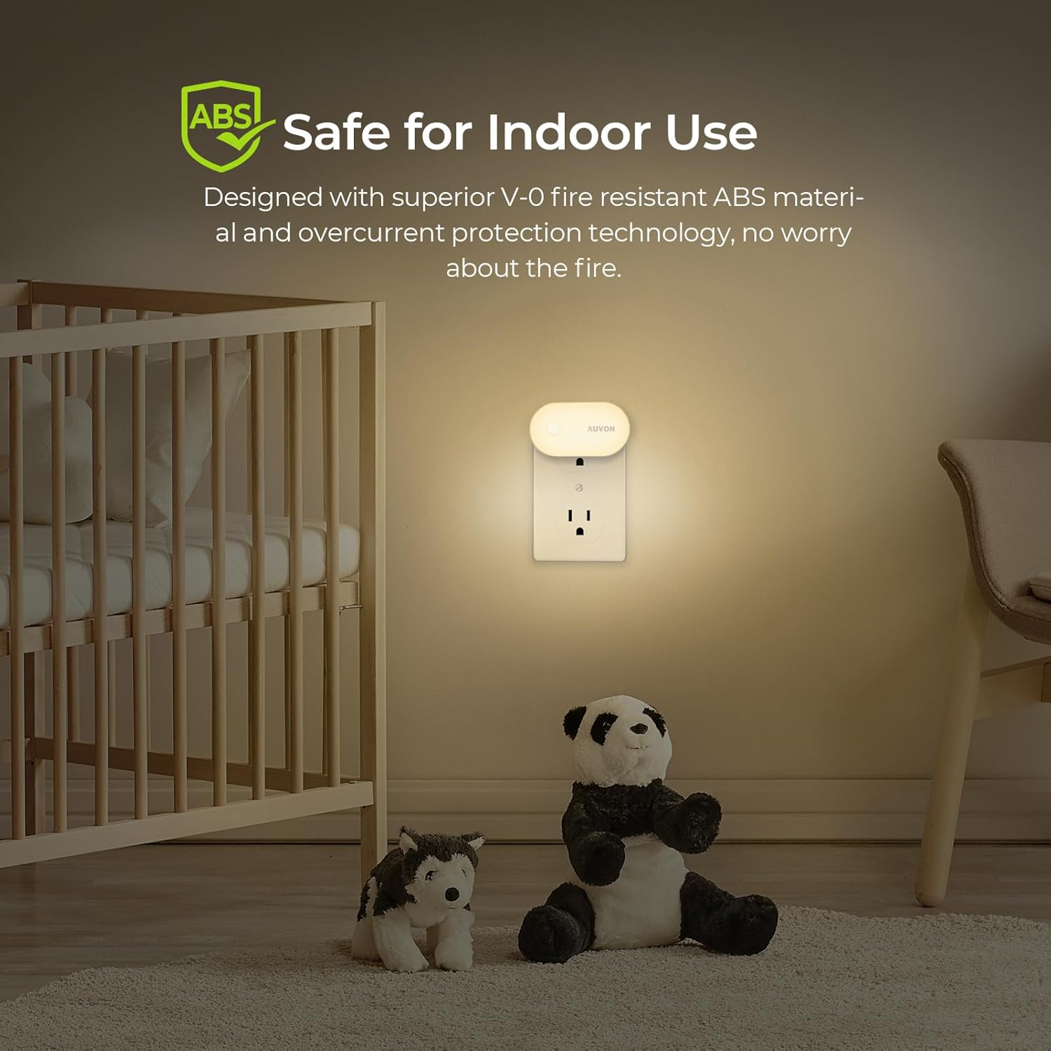 AUVON Baby Safe Night Light – Cool to Touch LED Plug in with Dusk to Dawn Sensor for Toddler Room, Nursery and Hallway