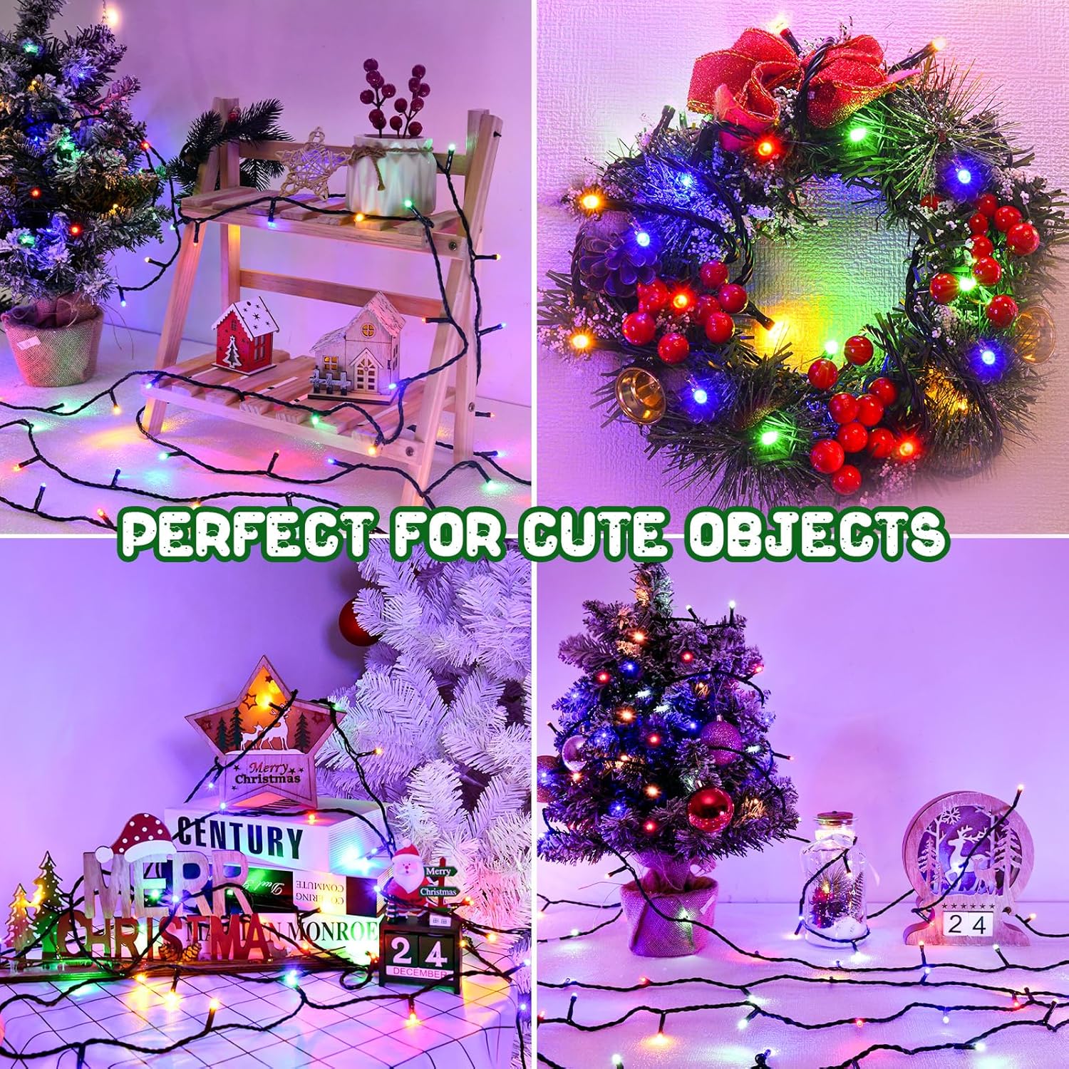 available in 10 color variants: multicolor, warm white, cold white, red, blue, green, purple, pink, orange, and orange & purple