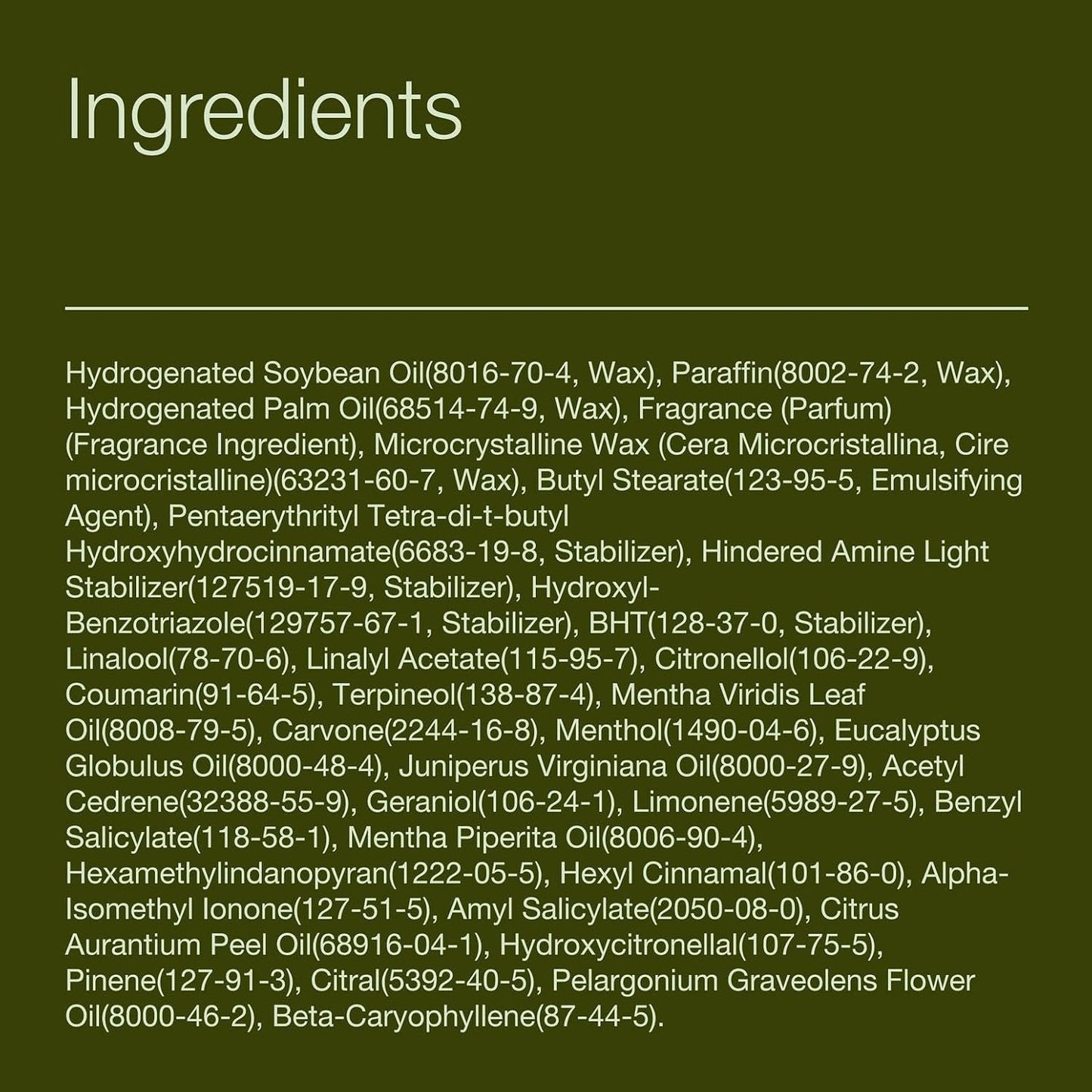 available in 17+ scent profiles (eucalyptus spearmint, japanese cherry blossom, mahogany teakwood, black cherry merlot, strawberry pound cake, champagne toast, moonlit goddess, pistachio milk & honey, and more) in single or 2-packs