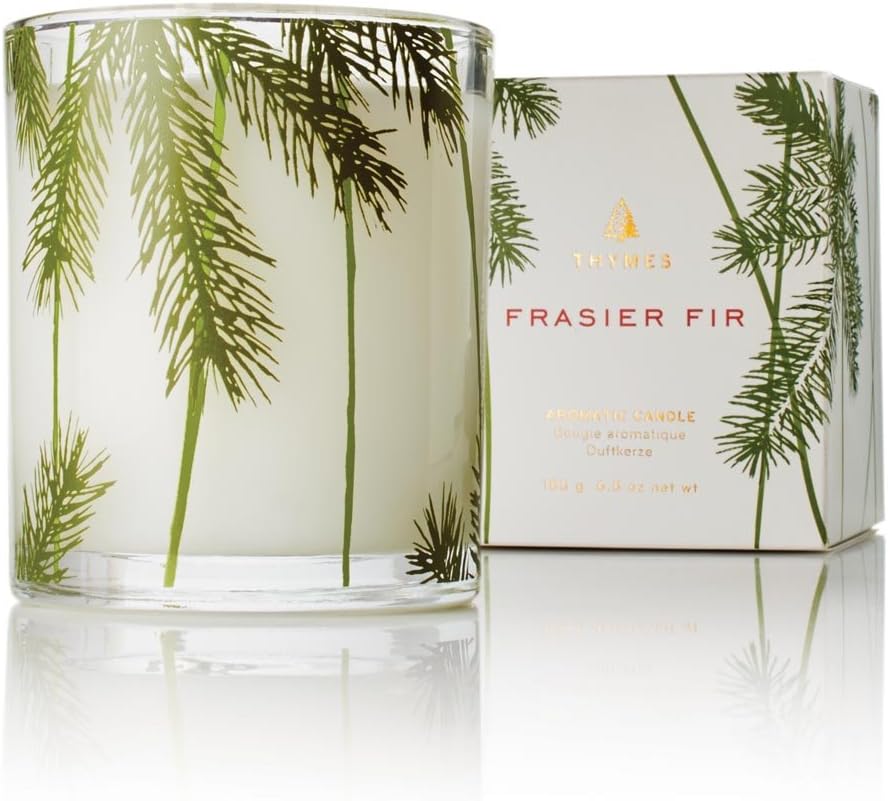 available in 2 oz, 6.5 oz, and 13 oz sizes with the same frasier fir fragrance and jar design