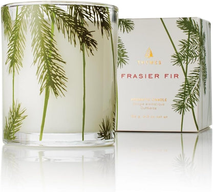 available in 2 oz, 6.5 oz, and 13 oz sizes with the same frasier fir fragrance and jar design