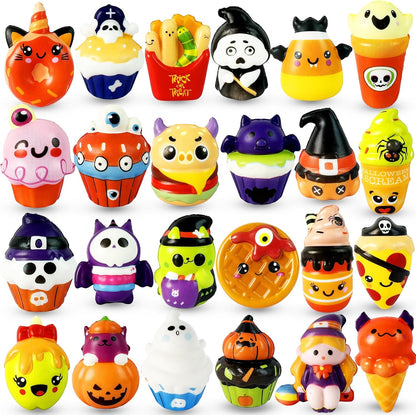 Halloween Squishies 24PCS – Soft TPR Foam Squishy Figures for Playroom Trick or Treat Station and Front Porch Handout