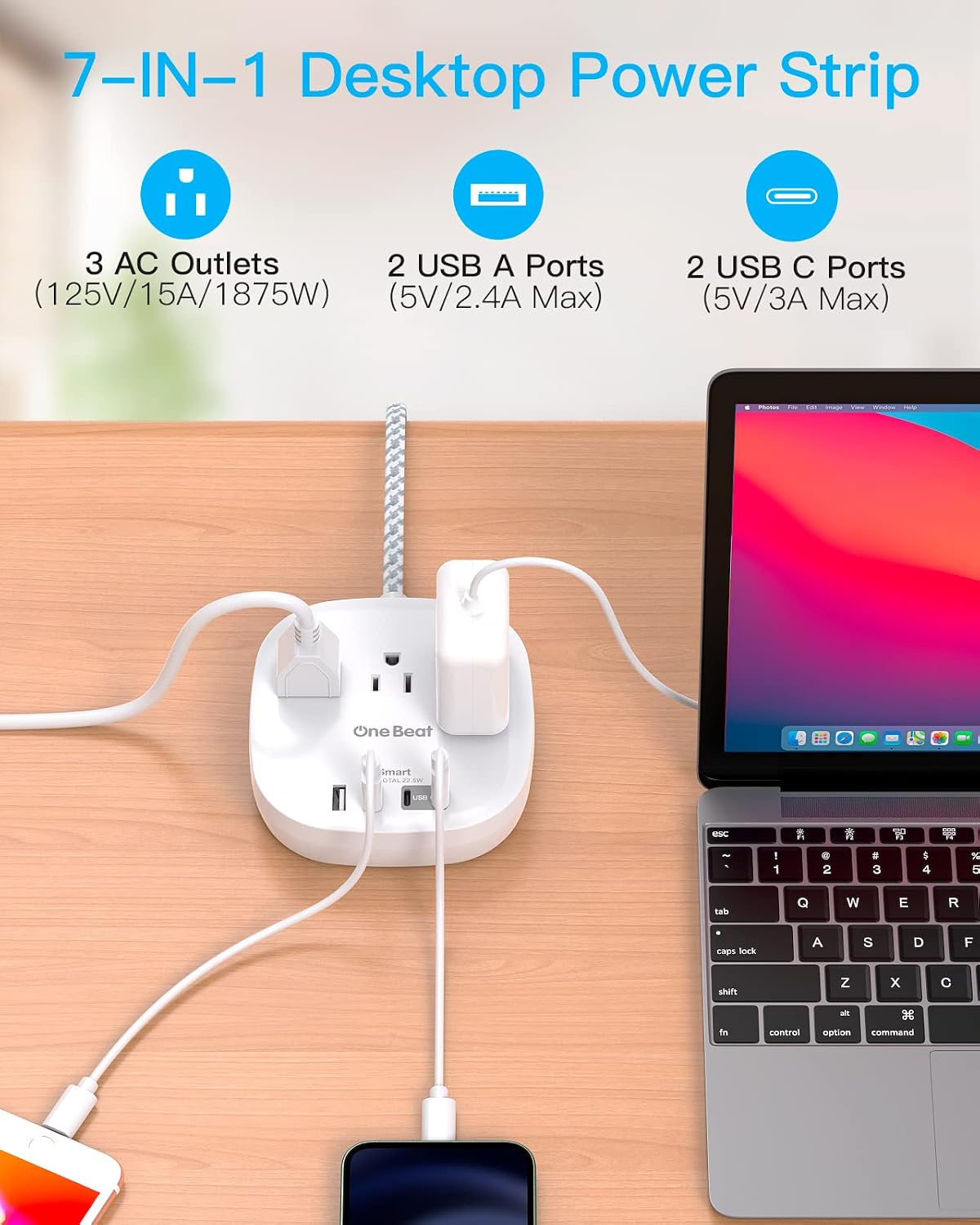 available in 5 cord lengths (1ft, 3ft, 6ft, 10ft, 15ft) and with or without 900j surge protection