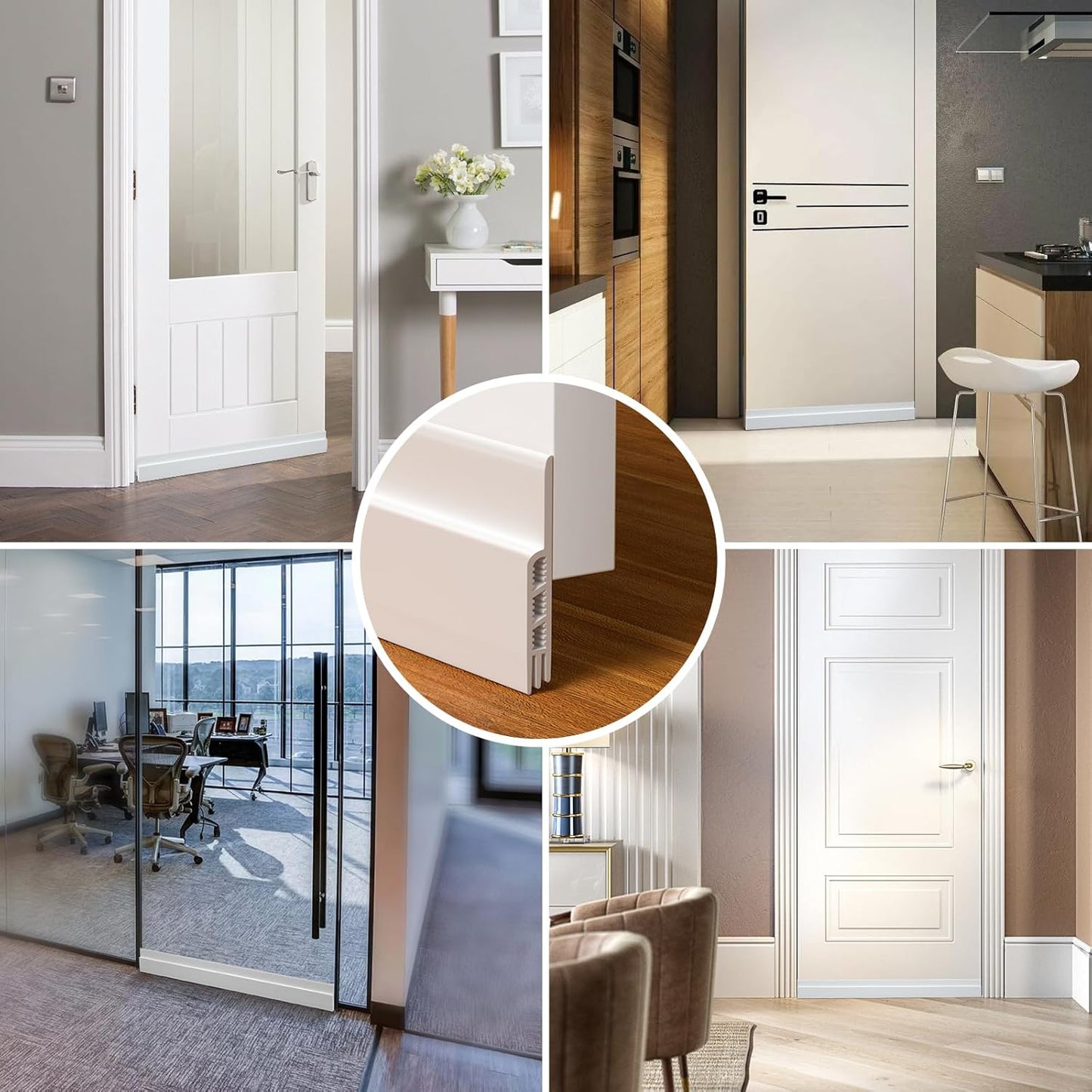 available in 5 finishes: white, black, transparent, coffee, and gray to blend with door aesthetics