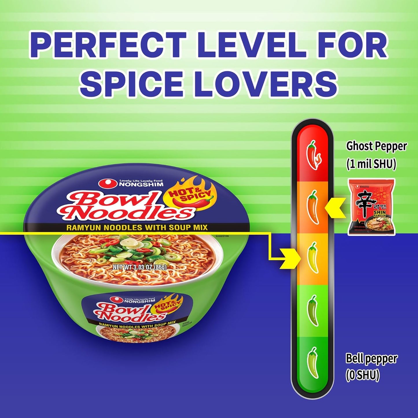 available in multiple flavors: hot & spicy, spicy kimchi, spicy chicken, savory chicken