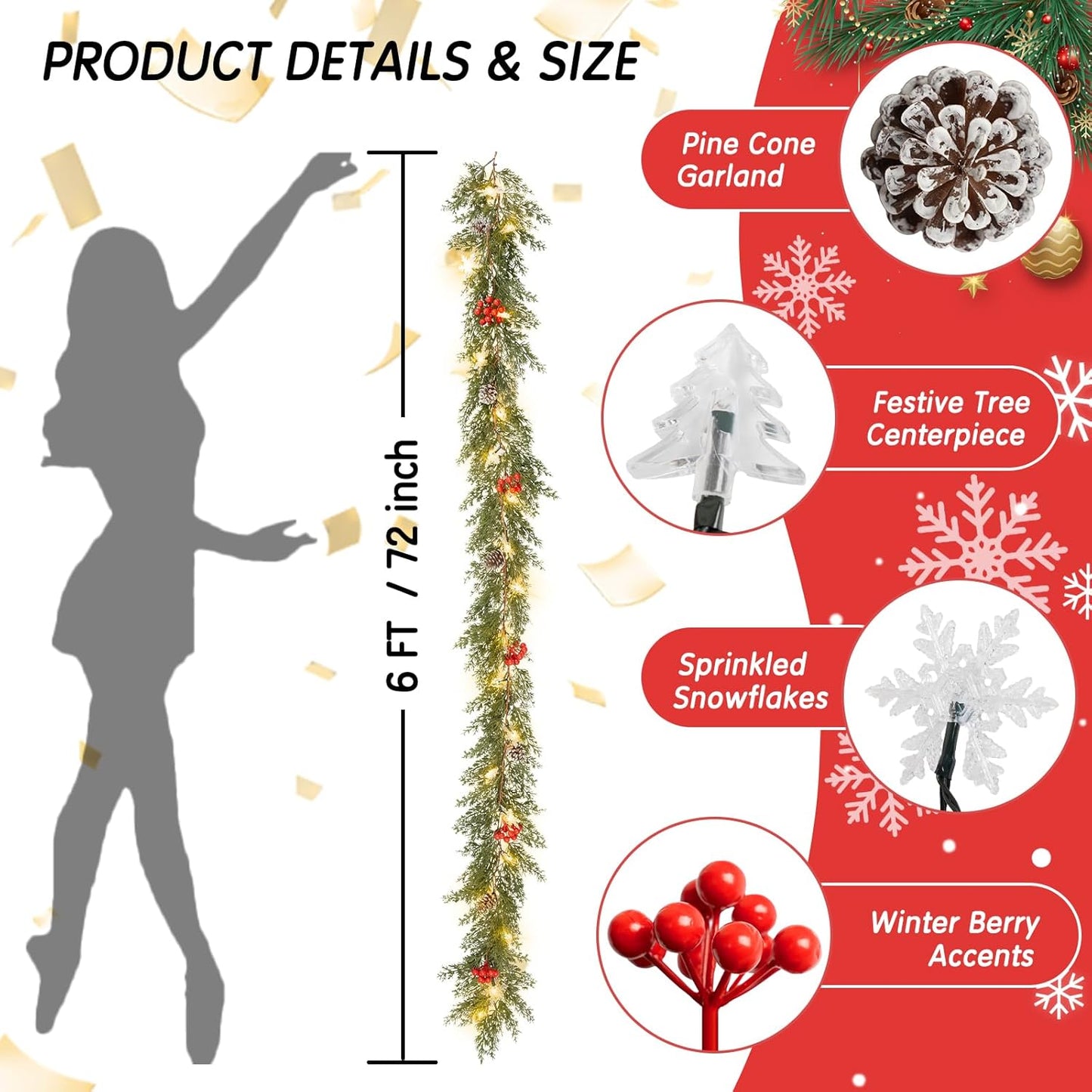 available in three size variants: 6 ft, 6.1 ft, and 9 ft to fit different decoration zones