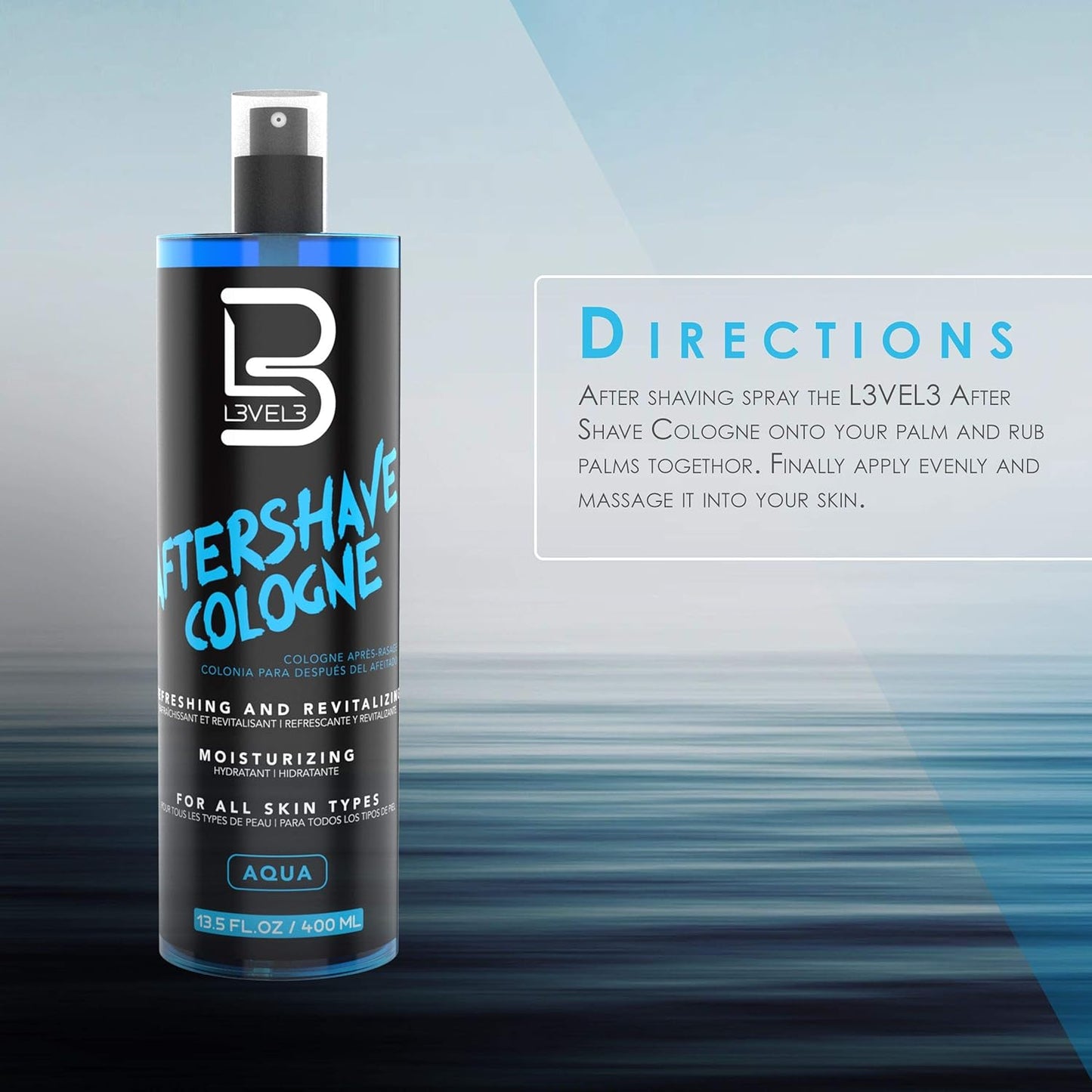 available in two sizes: 3.38 fl oz travel size and 13.5 fl oz value size