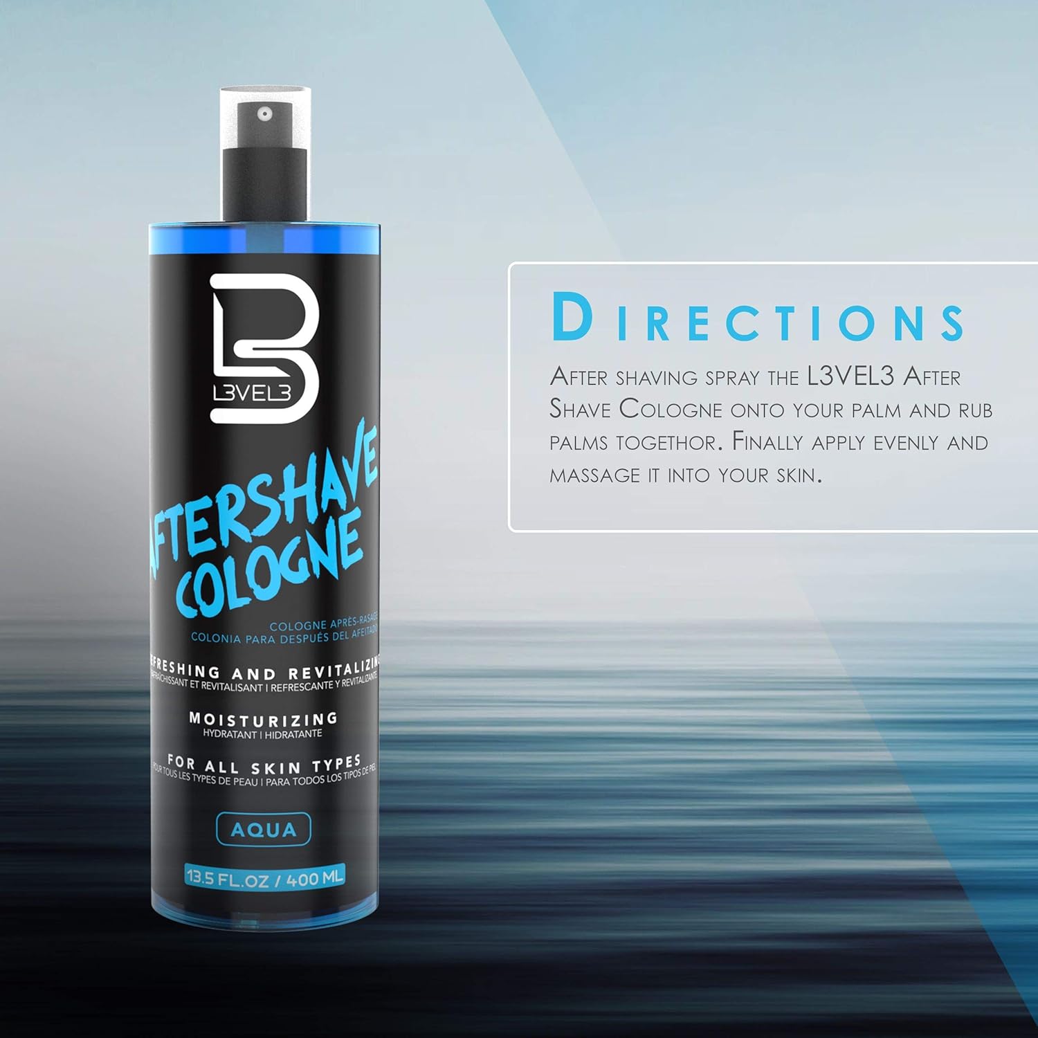 available in two sizes: 3.38 fl oz travel size and 13.5 fl oz value size