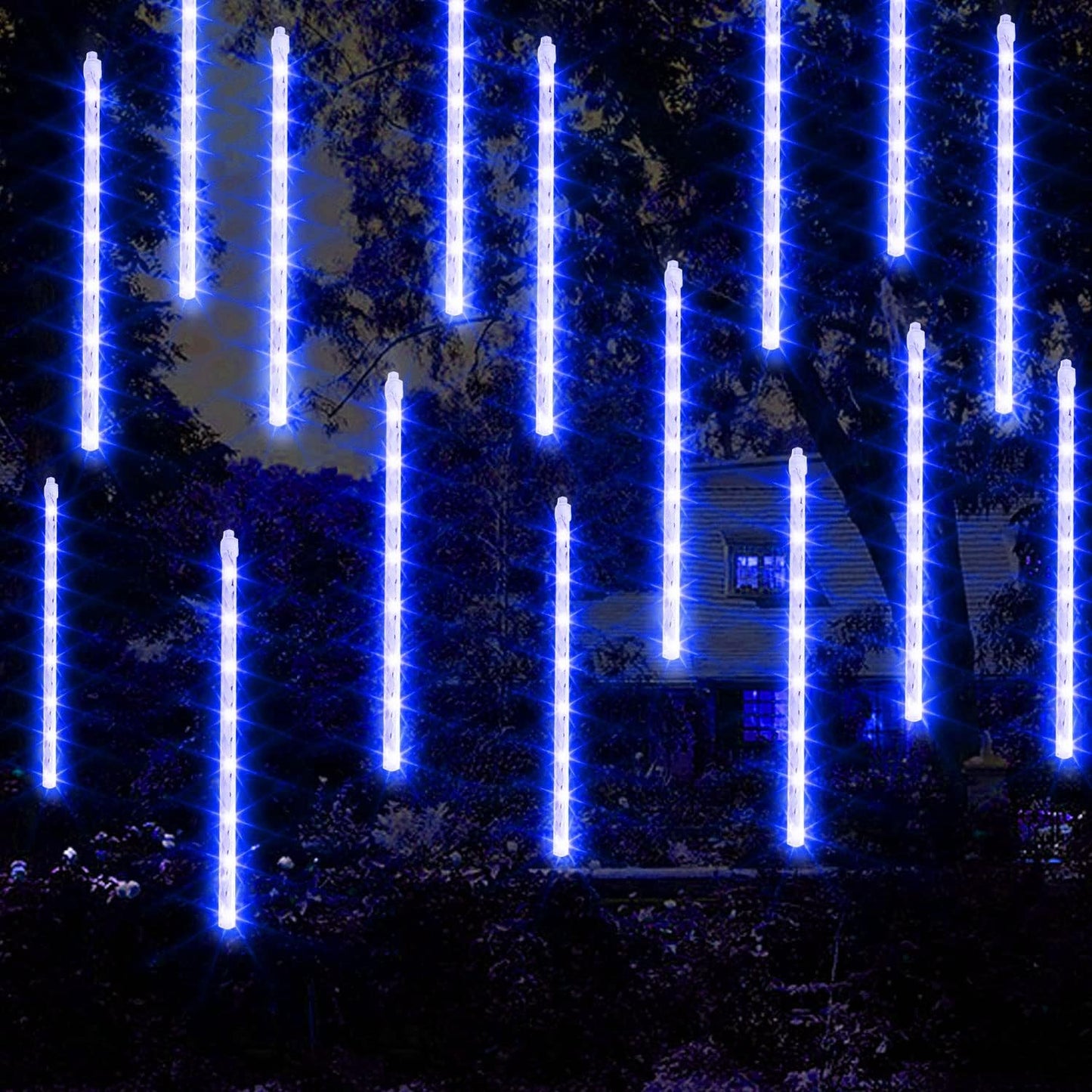 available in warm white, blue, and white color variants to match different holiday themes